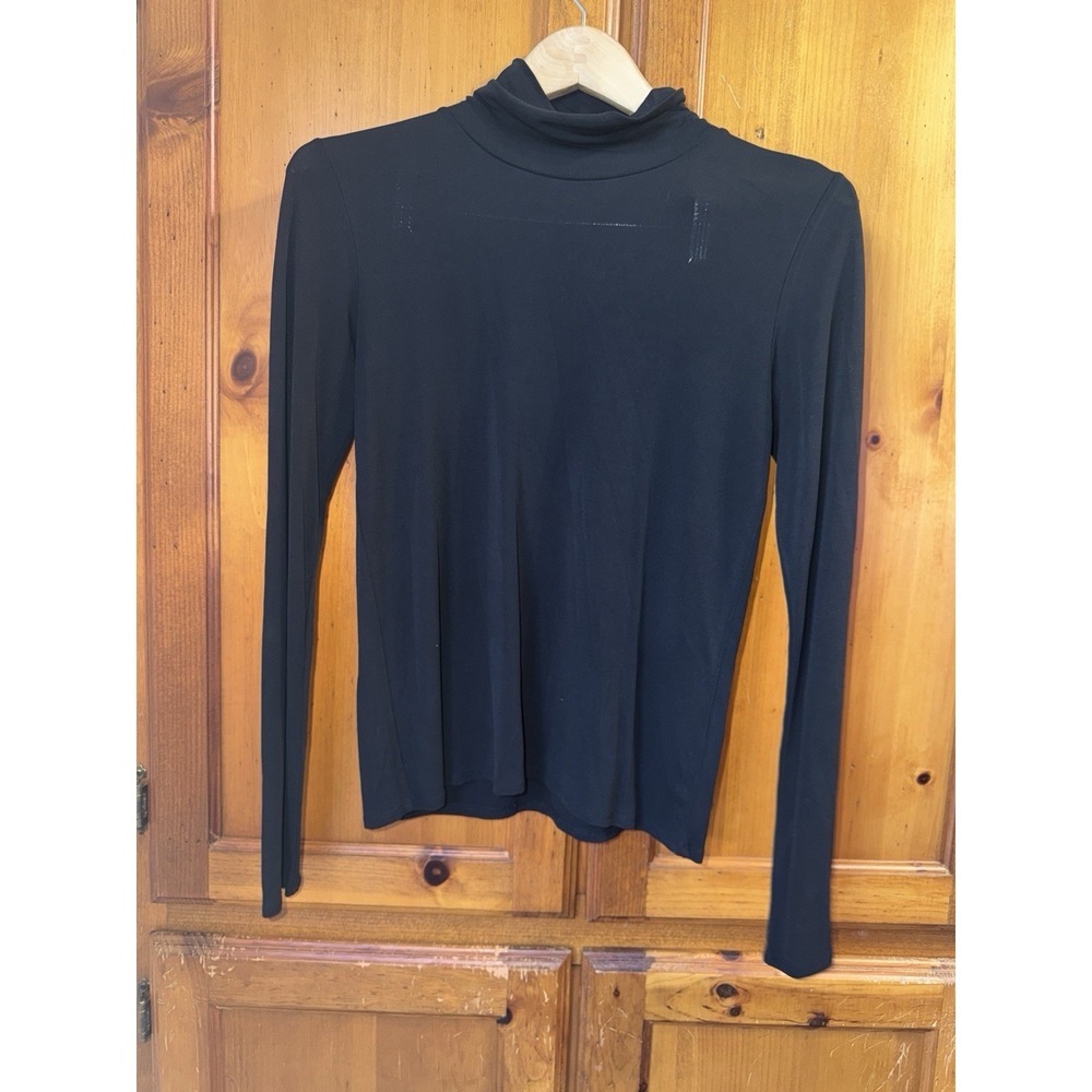 Eileen Fisher Silk Shirt Women's PS Lightweight Turtleneck Long Sleeve Black
